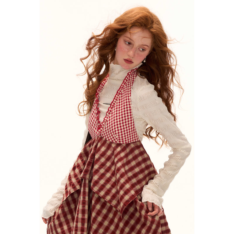 Red Checkered Layered Top