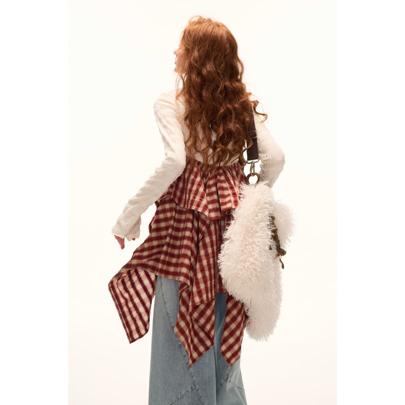 Red Checkered Layered Top