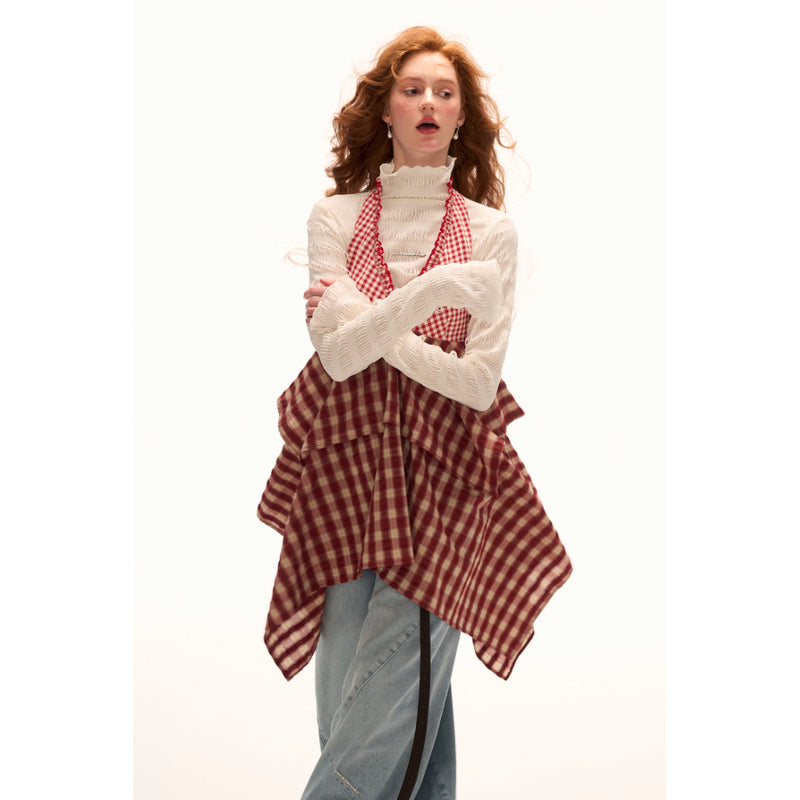 Red Checkered Layered Top