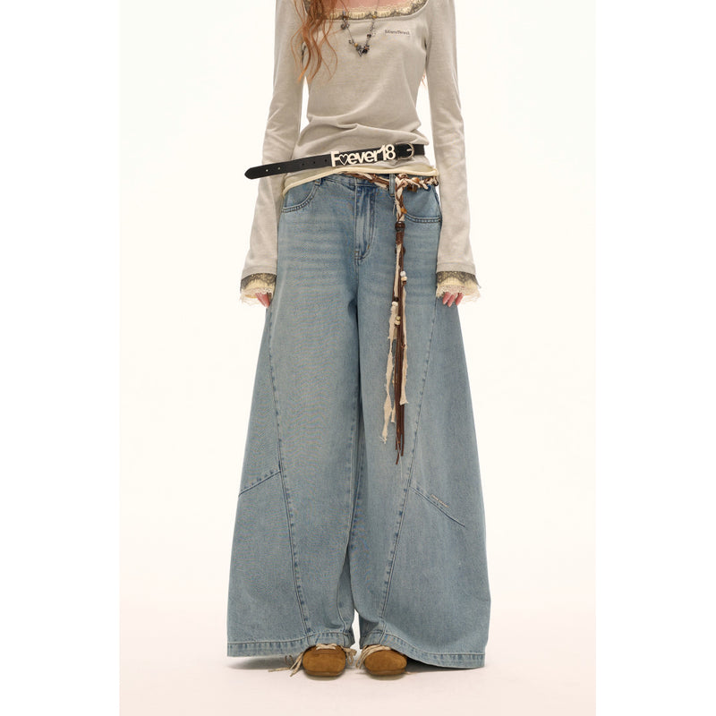 Vintage Wash Wide Straight Denim