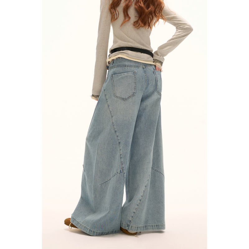 Vintage Wash Wide Straight Denim