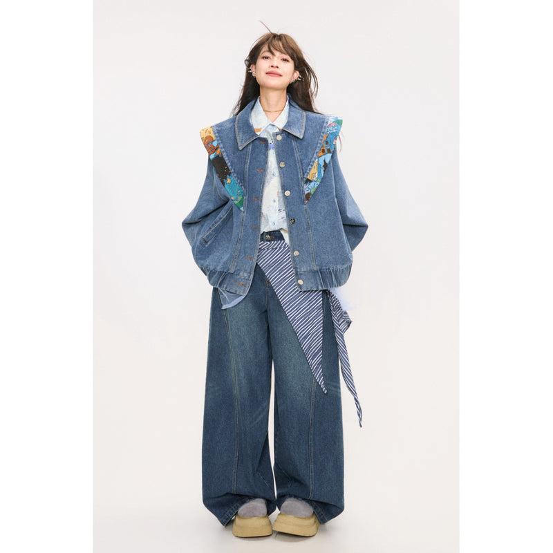 西洋油彩画のウイングリボンデニムジャケット