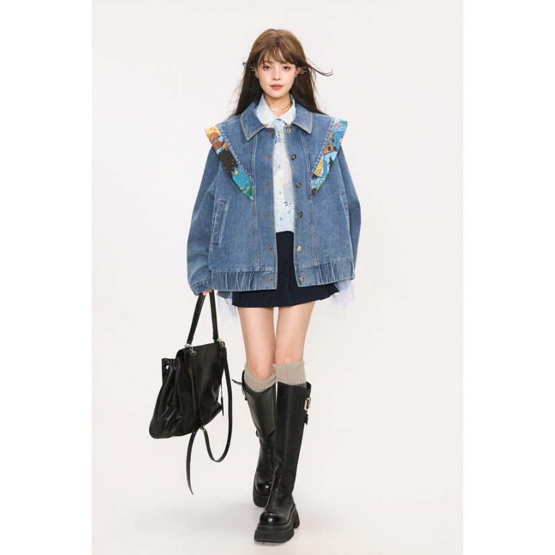 西洋油彩画のウイングリボンデニムジャケット