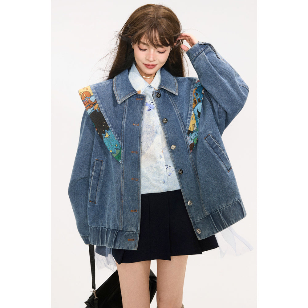 油彩画 ホットコーヒーとデニムジャケット 油彩画 ホットコーヒーと