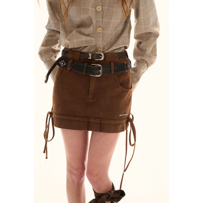 Double-waisted Denim Short Skirt