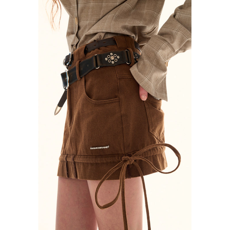 Double-waisted Denim Short Skirt