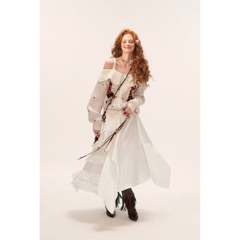 Irregular Texture Sheer Long Skirt