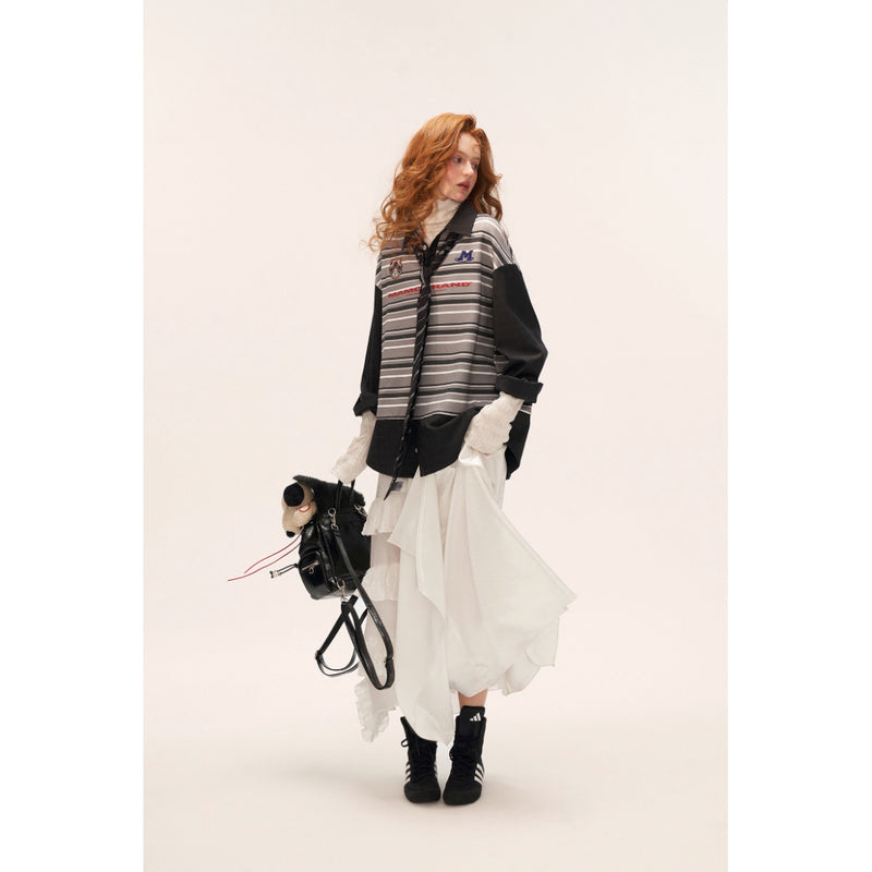Irregular Texture Sheer Long Skirt