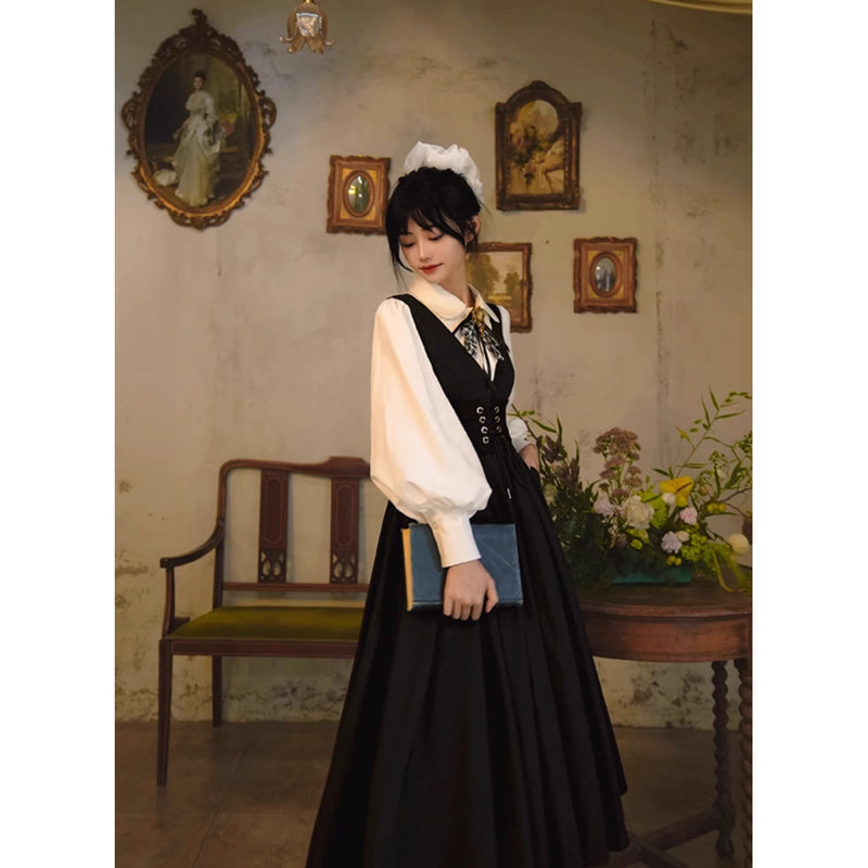 黒のお嬢様のコルセットジャンパースカート