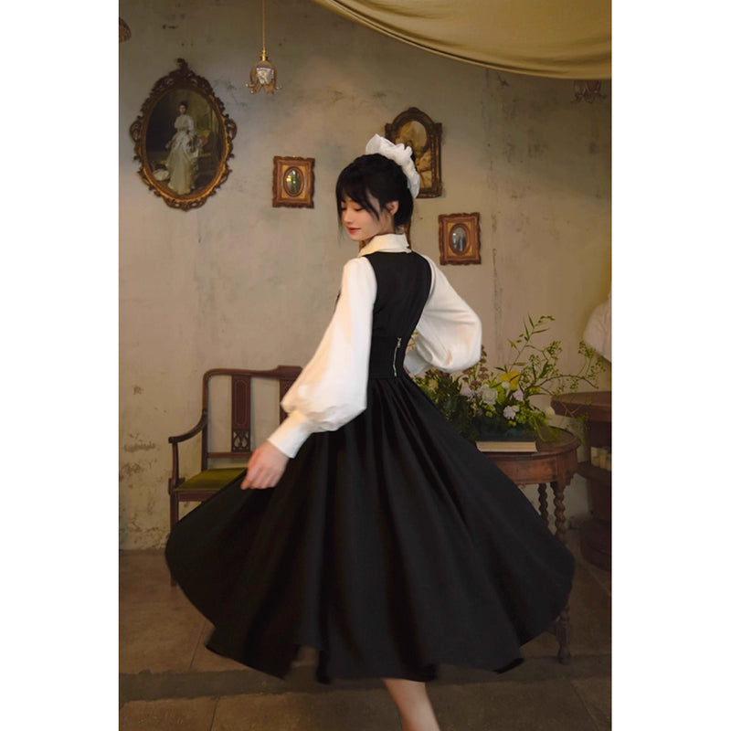 黒のお嬢様のコルセットジャンパースカート