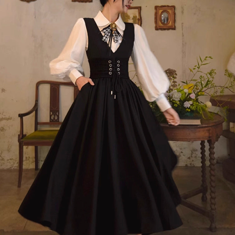 黒のお嬢様のコルセットジャンパースカート