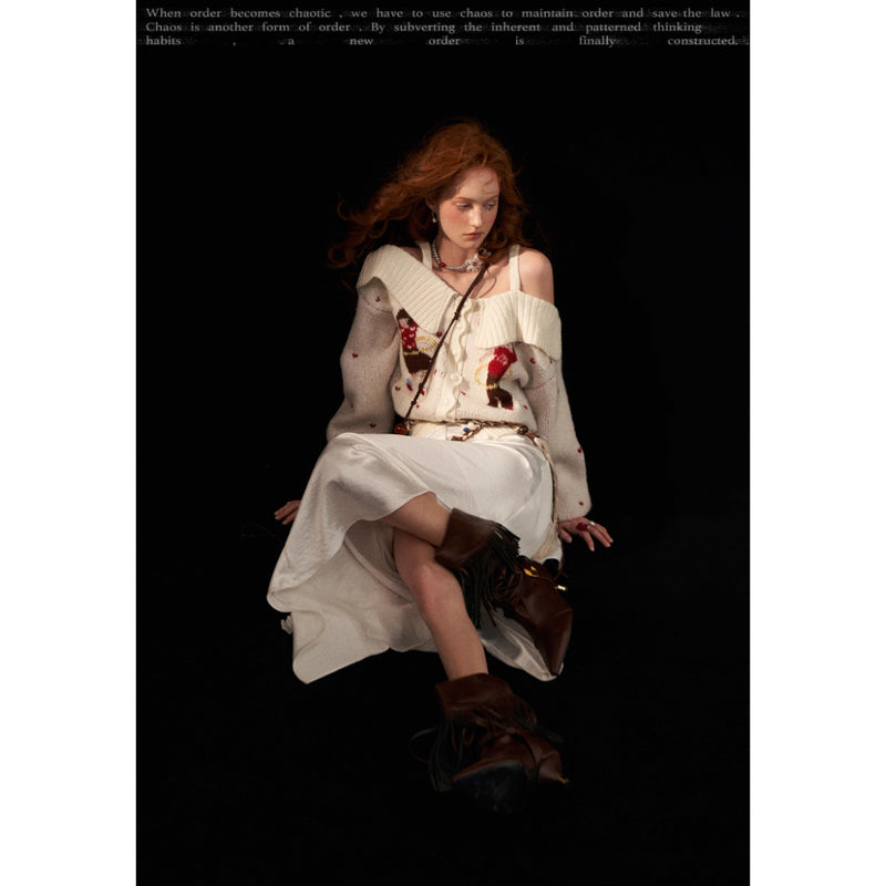 Hula Hoop Girl Strap Knit Cardigan