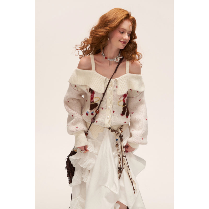 Hula Hoop Girl Strap Knit Cardigan