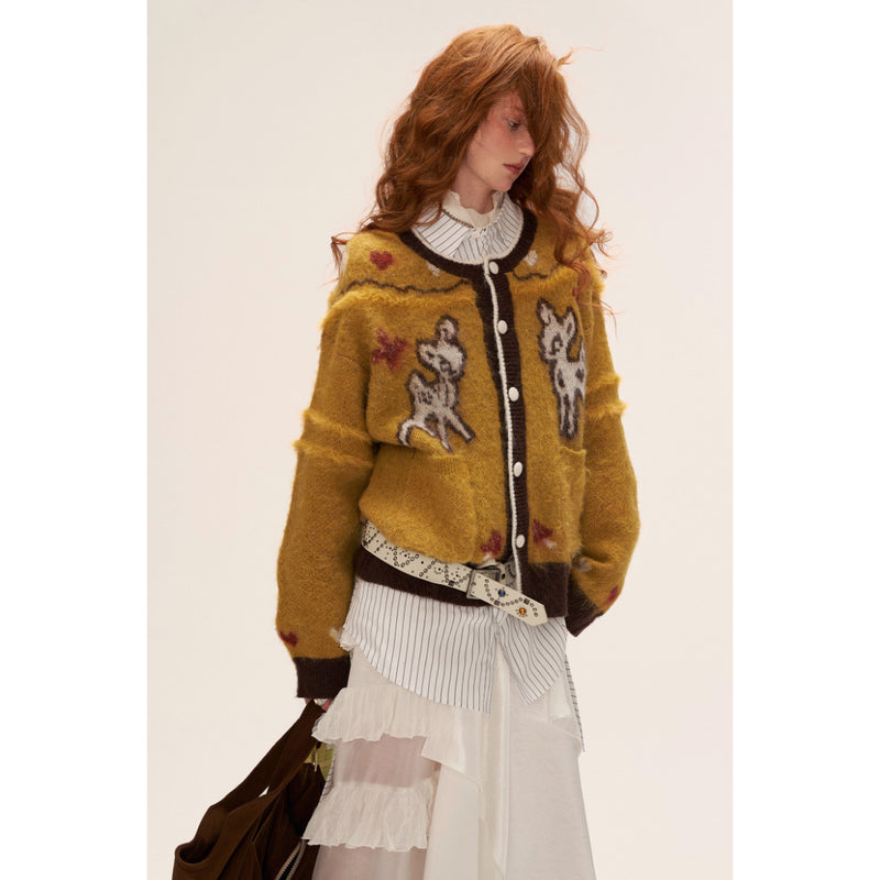 Fawn and Butterfly Knit Cardigan