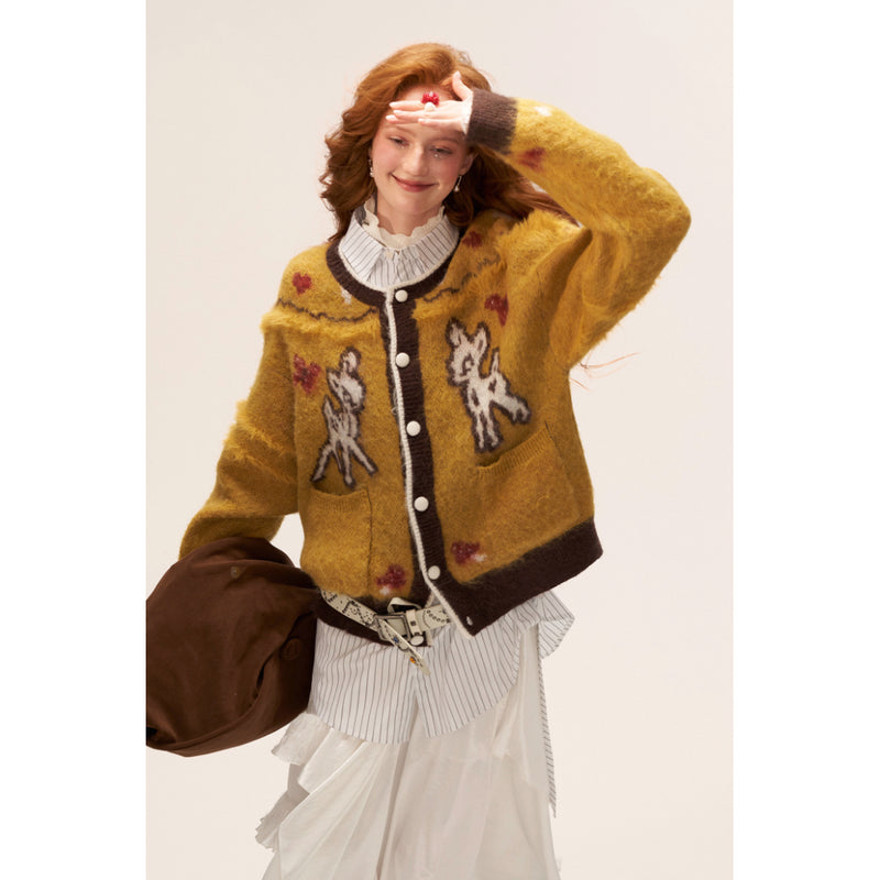 Fawn and Butterfly Knit Cardigan