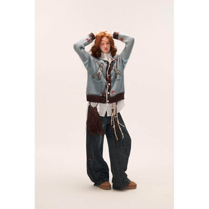 Fawn and Butterfly Knit Cardigan