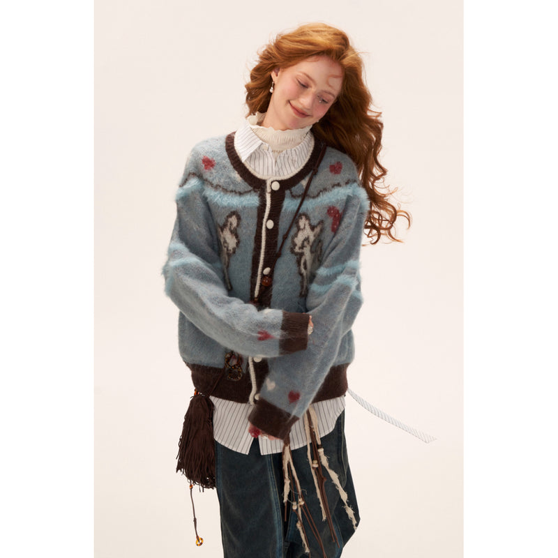 Fawn and Butterfly Knit Cardigan