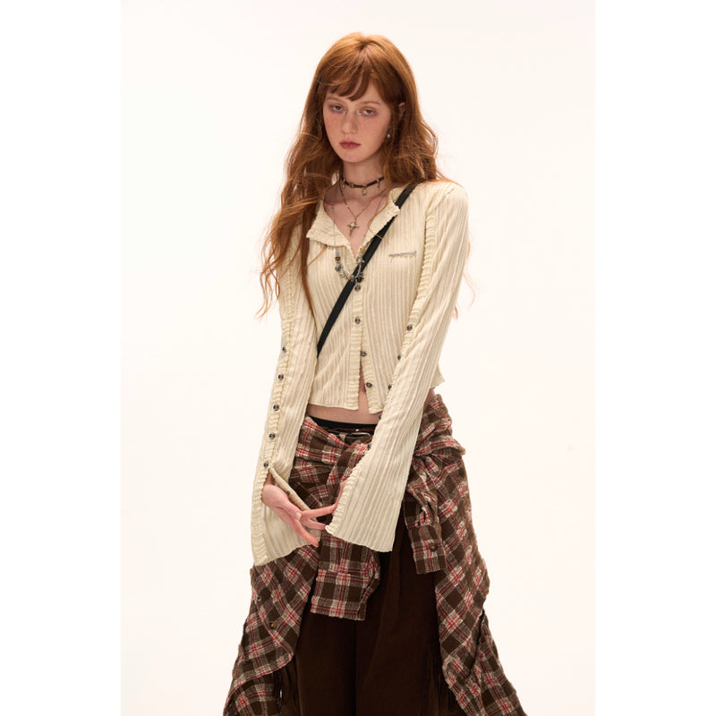 Vintage Brown Checkered Shirt Dress