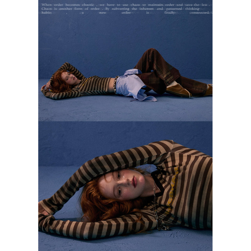 Retro Striped Slim Polo Top