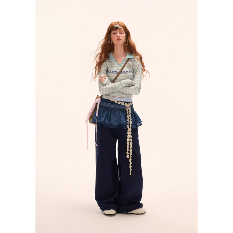 Retro Striped Slim Polo Top