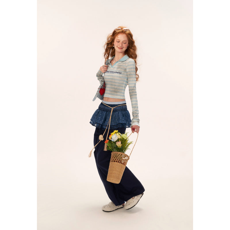 Retro Striped Slim Polo Top