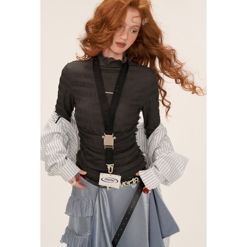 Ribbed High-neck Slim Top