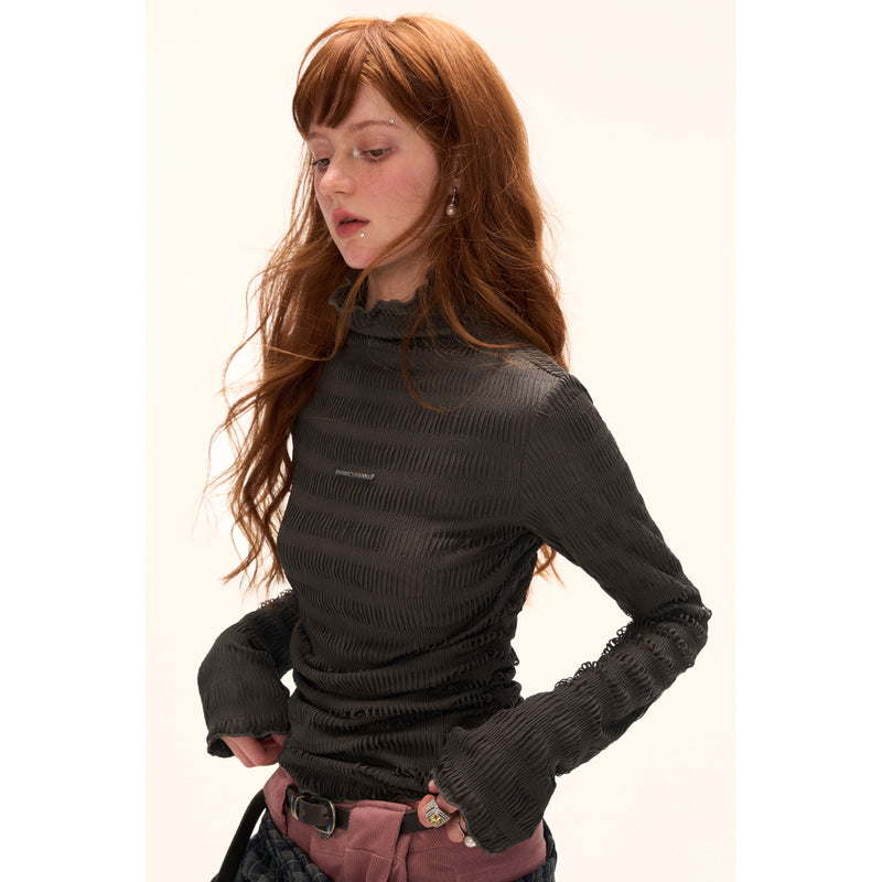 Ribbed High-neck Slim Top