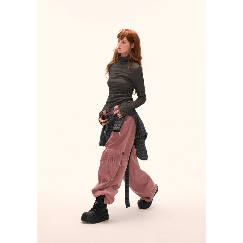 Ribbed High-neck Slim Top