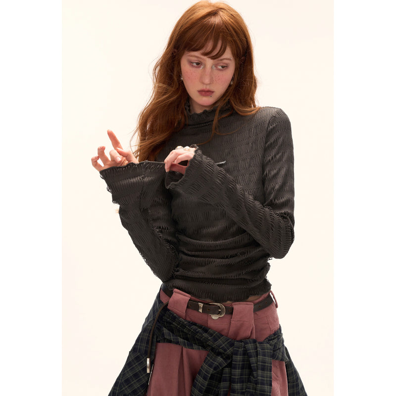 Ribbed High-neck Slim Top
