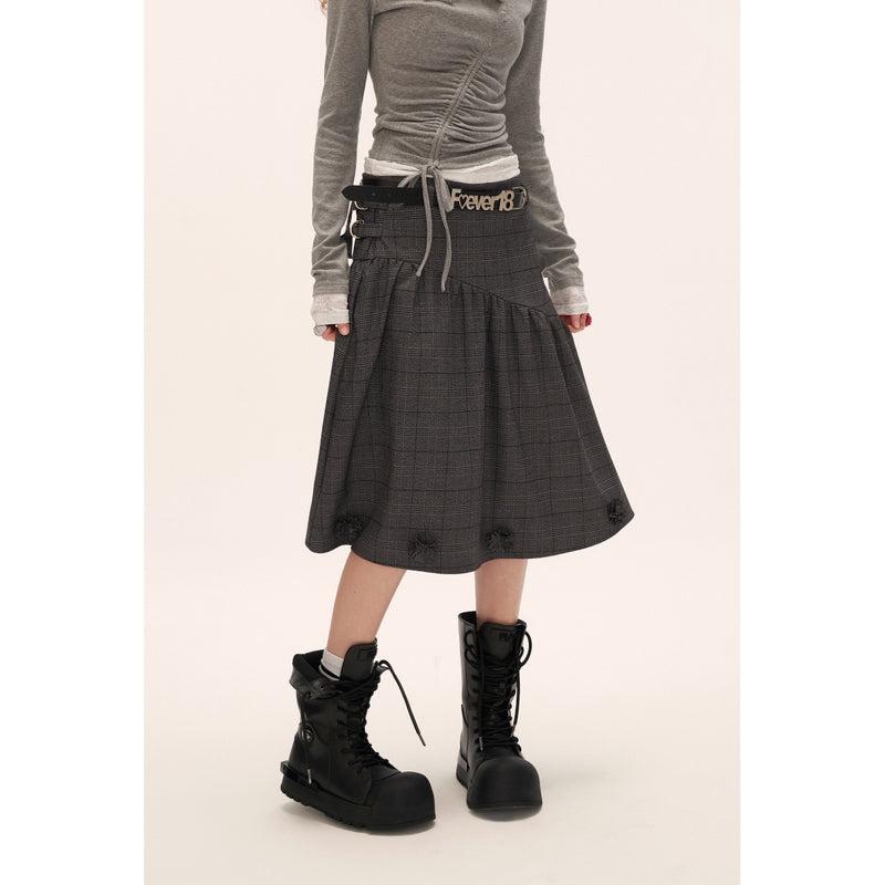 Dark Gray Plaid Skirt