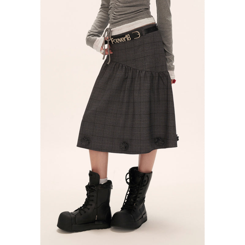 Dark Gray Plaid Skirt