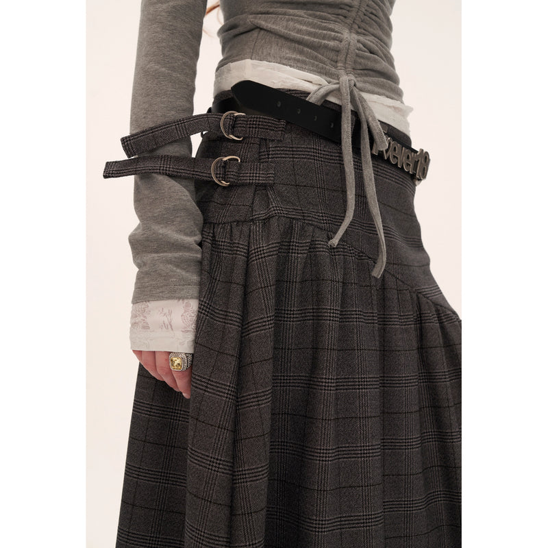 Dark Gray Plaid Skirt
