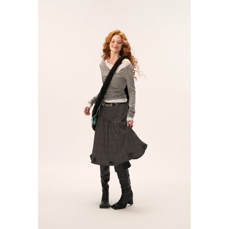 Dark Gray Plaid Skirt
