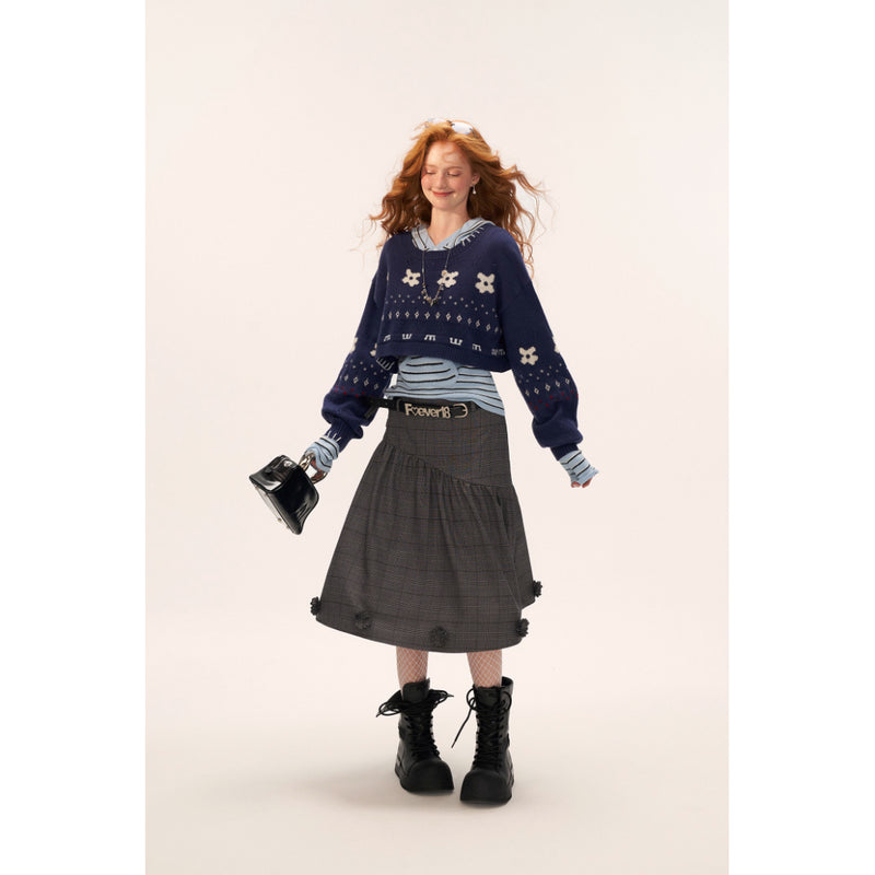 Dark Gray Plaid Skirt