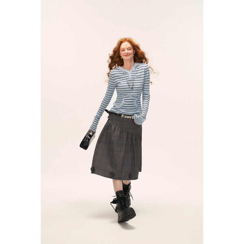 Dark Gray Plaid Skirt