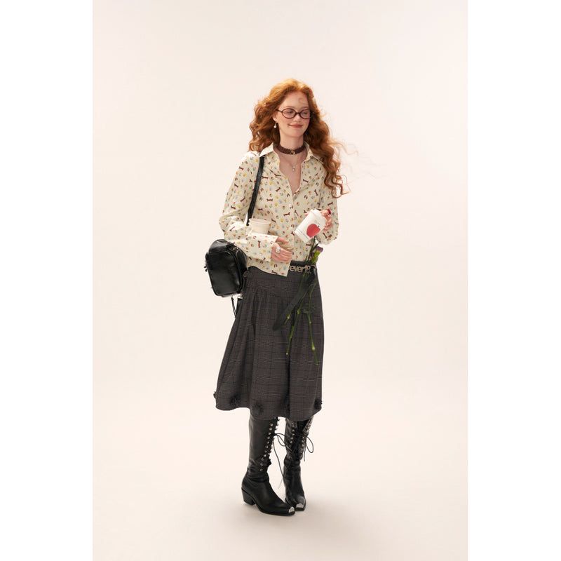 Dark Gray Plaid Skirt