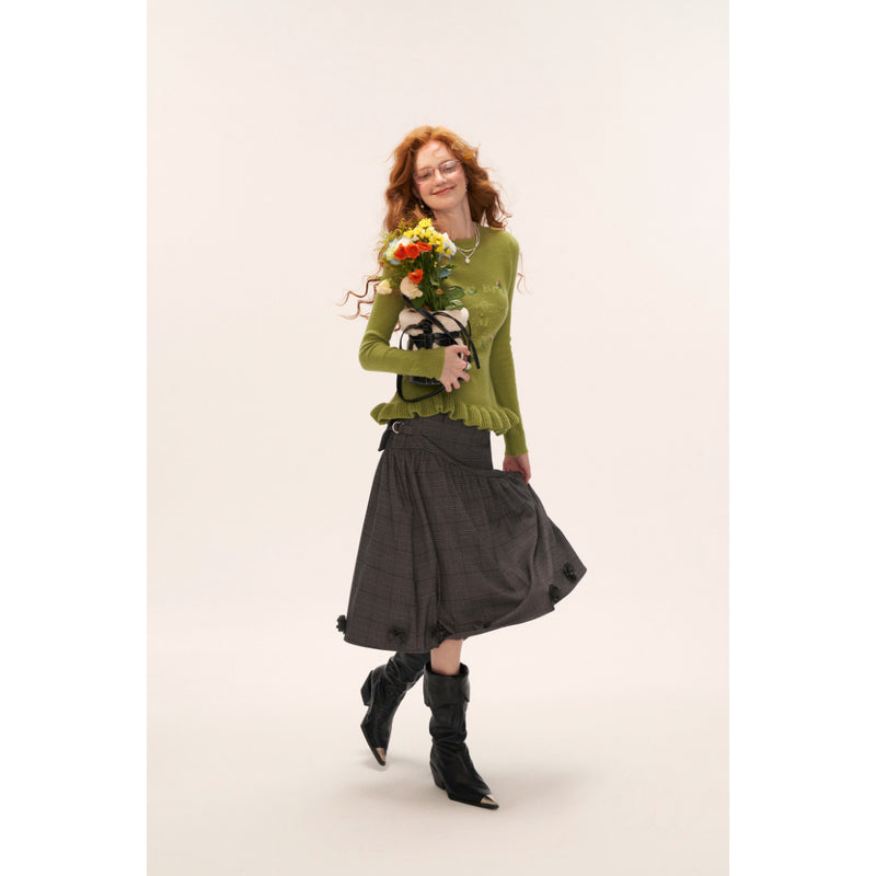 Dark Gray Plaid Skirt