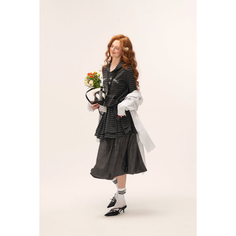 Dark Gray Plaid Skirt