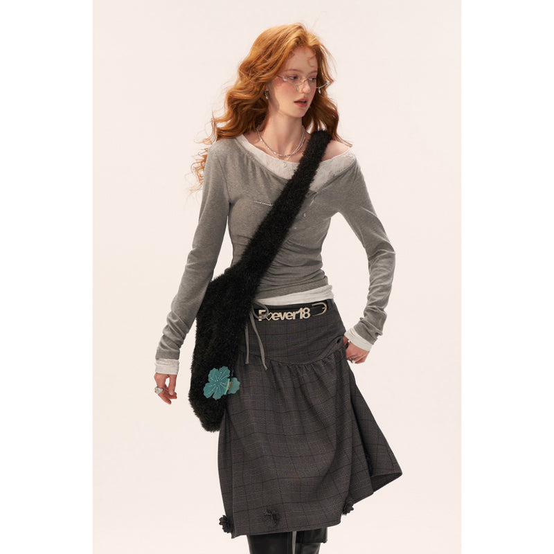 One-shoulder Layered Lace Top
