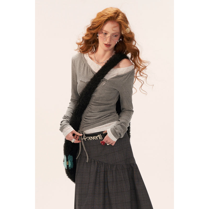 One-shoulder Layered Lace Top
