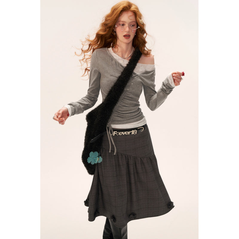 One-shoulder Layered Lace Top