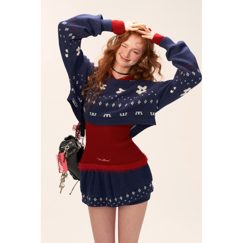 Star and Floral Knit Sweater and Shorts