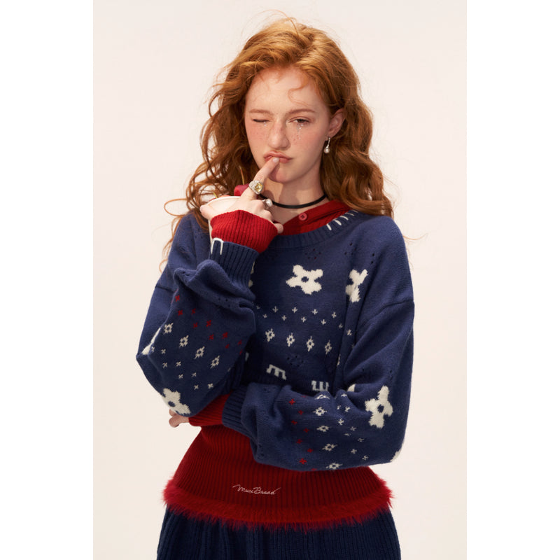 Star and Floral Knit Sweater and Shorts