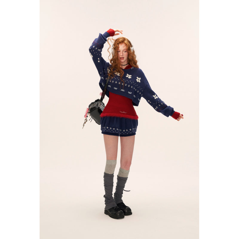 Star and Floral Knit Sweater and Shorts