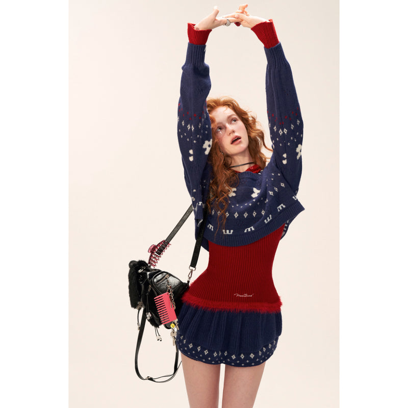 Star and Floral Knit Sweater and Shorts