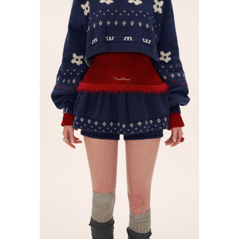 Star and Floral Knit Sweater and Shorts