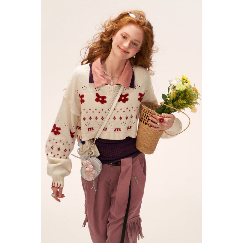 Star and Floral Knit Sweater and Shorts