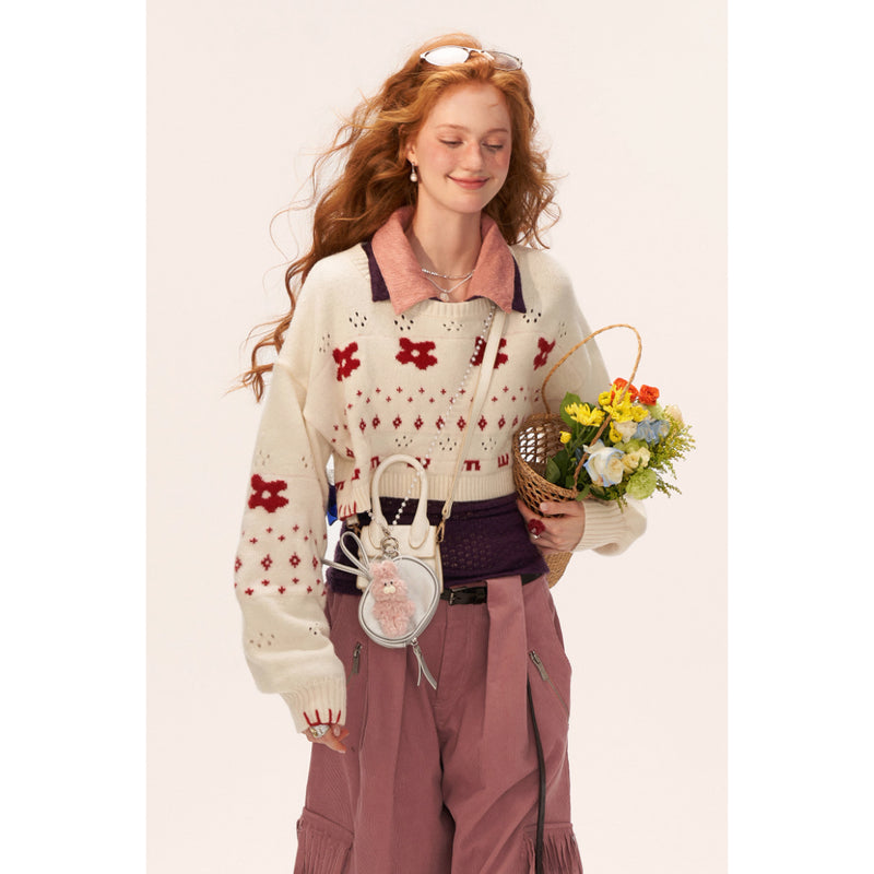 Star and Floral Knit Sweater and Shorts