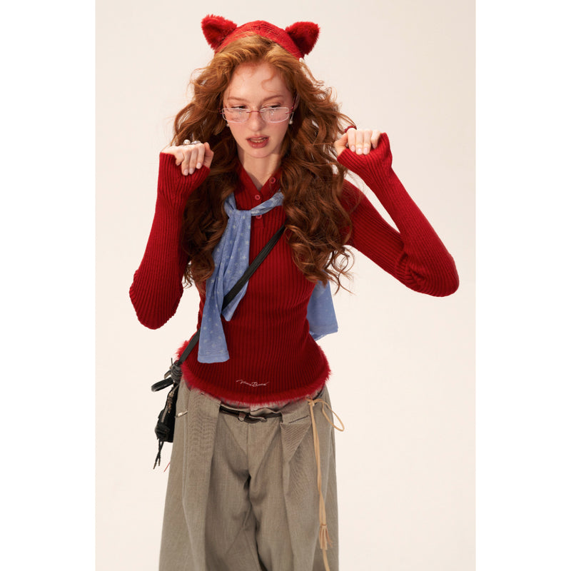 Cat Ear Hood Knit Sweater