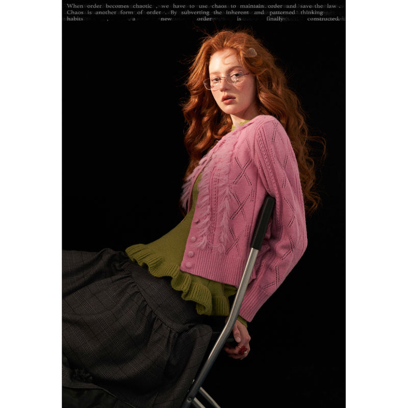 Frill Collar Knit Cardigan